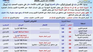 حالة الطقس غدا: درجات الحرارة في القاهرة تسجل 25 مع برودة ليلا